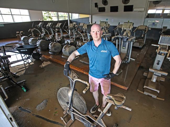 General manager of Just Goodna Gym Brandon Brown. The gym was inundated with close to two metres of water. Picture: Zak Simmonds