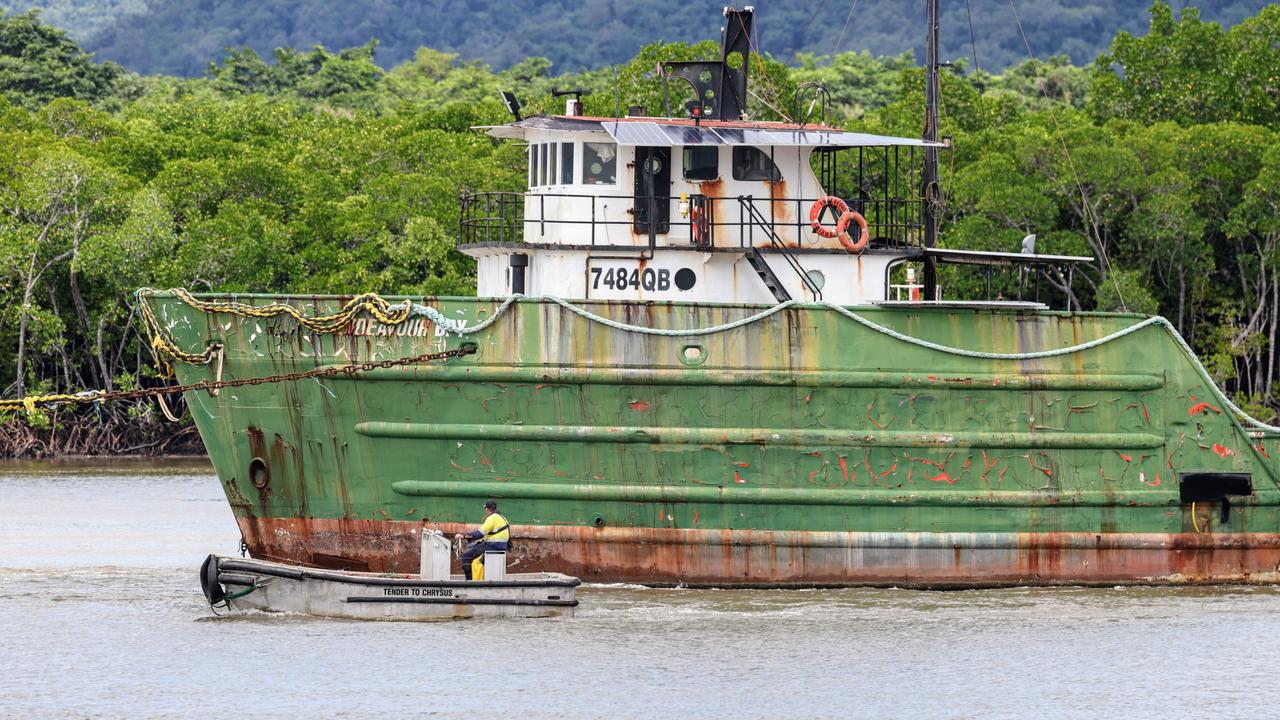 Former Sea Swift transport barge Endeavour Bay has been seized by the Queensland Government from its owner, who allowed the vessel to fall into disrepair. Picture: Brendan Radke