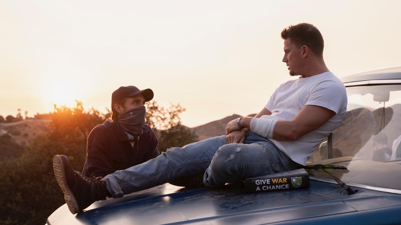 Channing Tatum and co-director Reid Carolin behind the scenes from the movie Dog.