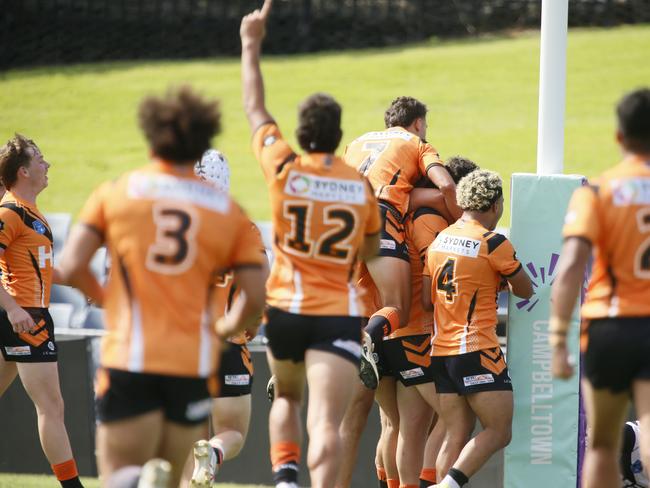 Balmain celebrates a try Picture Warren Gannon Photography