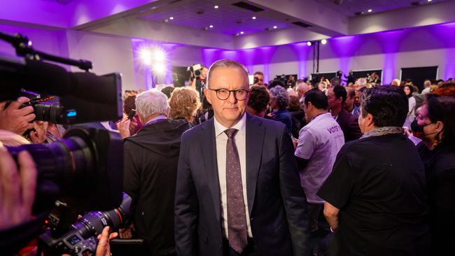 Anthony Albanese leaves the Yes campaign launch in Adelaide in August. Picture: Getty Images