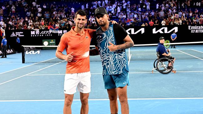 Novak Djokovic and Nick Kyrgios will play doubles in Brisbane. Picture: William West / AFP)