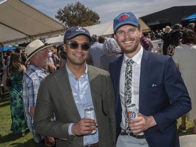 Curtis Madigan and his mate enjoying a day at the races at the 2024 Manangatang Cup. Picture: Noel Fisher