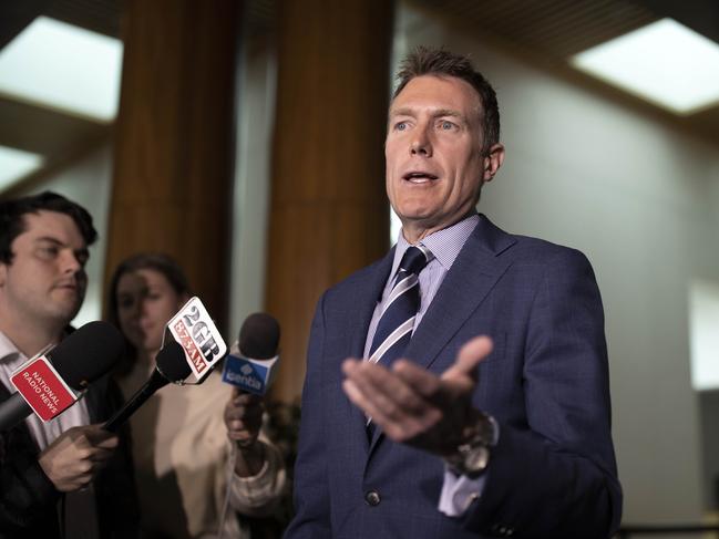 CANBERRA, AUSTRALIA-NCA NewsWire Photos DECEMBER 7 2020.Christian Porter, The Leader of the House and Attorney General during a morning presser in the corridors of Parliament House.Picture: NCA NewsWire / Gary Ramage