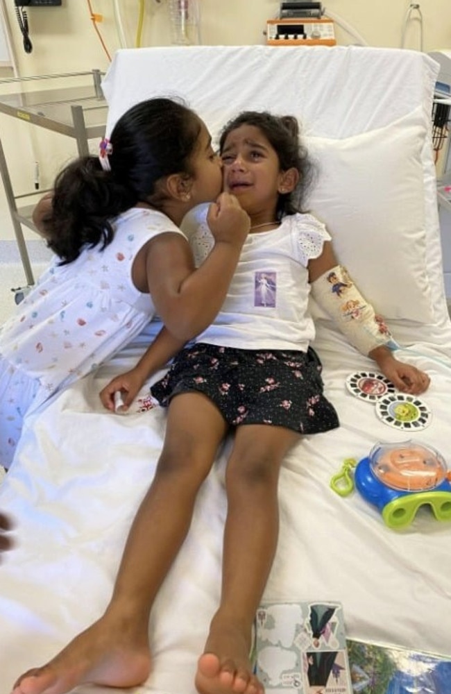 Tharnicaa was hospitalised for a suspected blood infection in June 2021. Picture: Facebook.