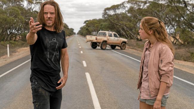 Tim Minchin and Milly Alcock in a scene from the TV series Upright. Picture: Matt Nettheim