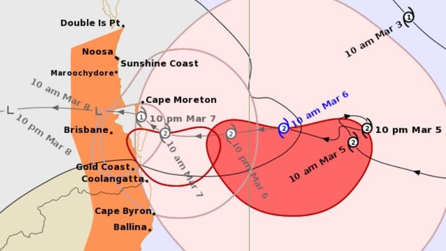 The Bureau's forecast track map issued at 10.53am Thursday.