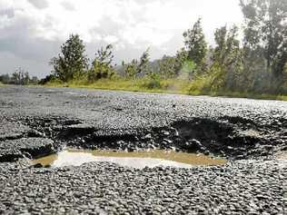 Lismore to Kyogle road is littered with potholes. Picture: DOUG EATON