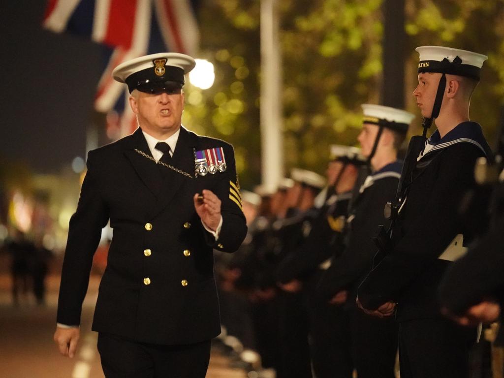 A night time rehearsal in central London for the coronation of King Charles III. Picture: PA Images via Getty Images