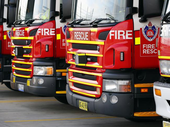 Fire trucks ready to spring into action. Picture: Sam Ruttyn