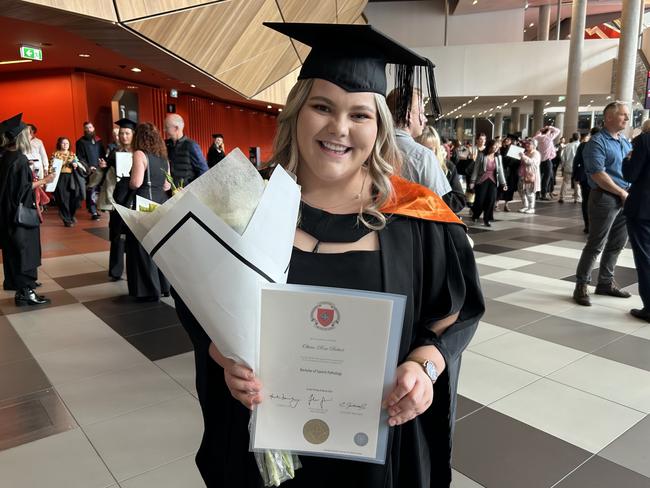 Olivia-Rose Bettiol graduates with a Bachelor of Speech Pathology from the Australian Catholic University on April 17, 2024. Picture: Brittany Busch