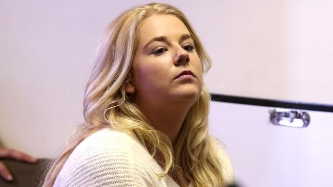 Accused drug smuggler Cassandra Sainsbury at her court hearing in Bogota, Colombia. Picture: Nathan Edwards