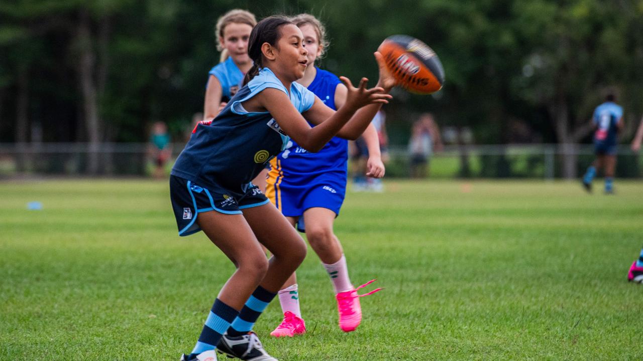 Under-10s compete in the first Darwin Buffaloes NTFL home game against Wanderers at Woodroffe Oval. Picture: Pema Tamang Pakhrin