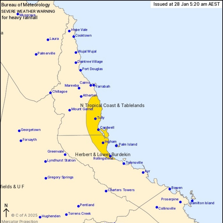 A weather warning has been issued for North Queensland.