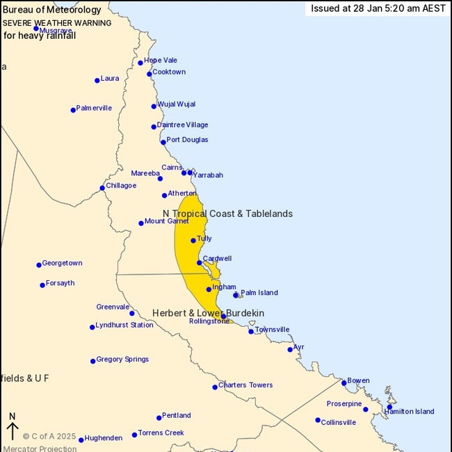 A weather warning has been issued for North Queensland.