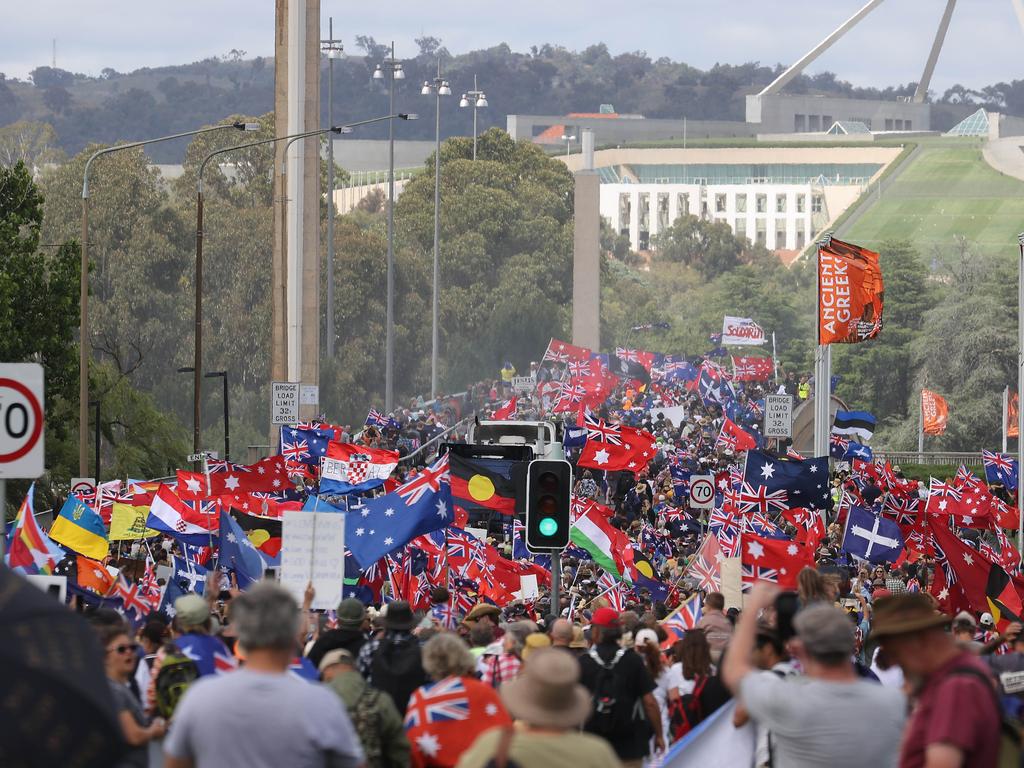 Thousands of people have turned out to protest. Picture: NCA/Gary Ramage