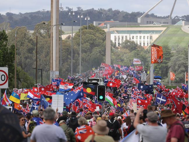 Thousands of people have turned out to protest. Picture: NCA/Gary Ramage