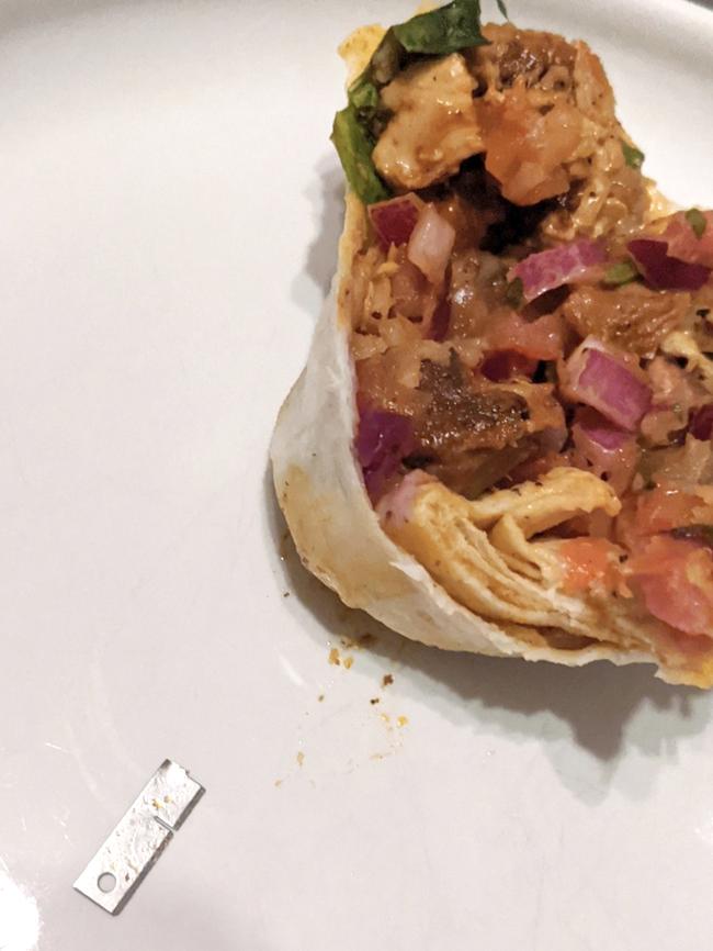 Allie Strange said she found a razor in her burrito. Picture: Supplied