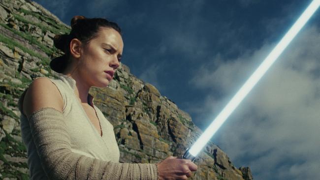 This image released by Lucasfilm shows Daisy Ridley as Rey in "Star Wars: The Last Jedi." â€œStar Wars: The Last Jediâ€ is off to a death star-sized start at the box office. Disney says Friday, Dec. 15, 2017,  that eighth installment in the space franchise has earned an estimated $45 million from Thursday night showings. (Lucasfilm via AP)