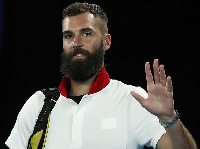 MELBOURNE, AUSTRALIA - FEBRUARY 05: Benoit Paire of France walks out for his group C singles match against Dominic Thiem of Austria during day four of the 2021 ATP Cup at Rod Laver Arena on February 05, 2021 in Melbourne, Australia. (Photo by Daniel Pockett/Getty Images)