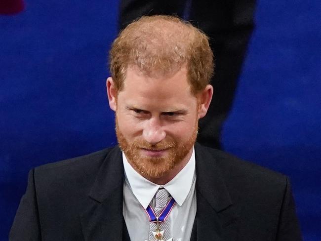 Prince Harry arrives for the coronation of his father, King Charles. Picture: Getty Images