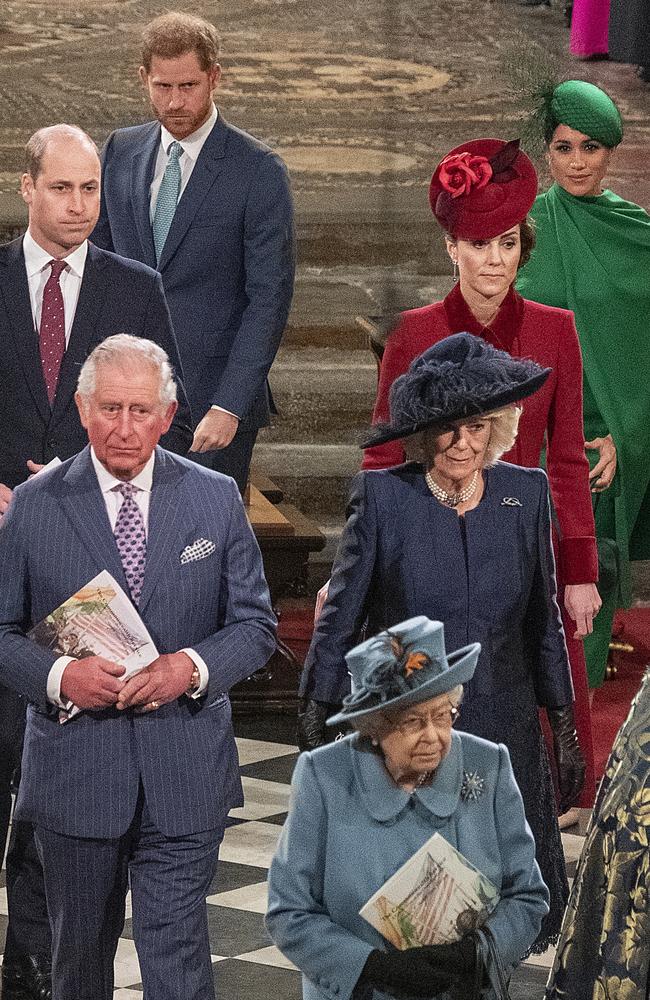 Harry and Meghan spoke of how “cold” and “distant” his family felt at their final royal engagement in March 2020. Picture: Phil Harris/Pool/AFP