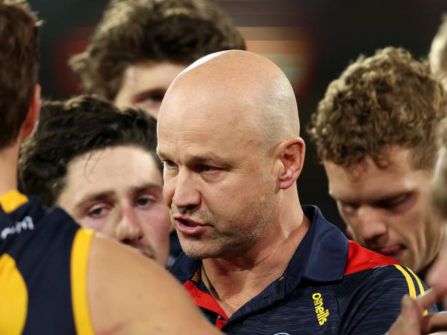 Matthew Nicks is unconcerned by the Crows poor away record. Picture: Sarah Reed/AFL Photos via Getty Images