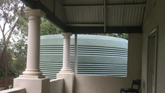 The rainwater tank has blocked the view from Branko Soda’s front veranda. Picture: Branko Soda