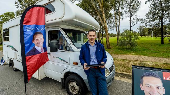 Labor MP Blair Boyer, who was kicked out of his electorate office, with his motorhome. Picture: AAP / Roy VanDerVegt