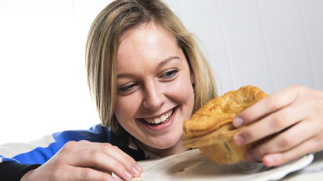 Did you get to have your say on Sydney’s top eats? Lilly Hobbs, 17, from Newport, tries out a pie from Brooky Pie, which took out best pie. Picture: Dylan Robinson