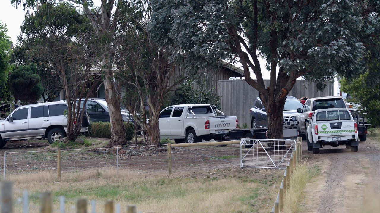 Police at the Lavender Lane crime scene after officers found Alicia Little dying after she was rammed by the car. Picture: Lawrence Pinder