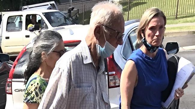 Noel Ryan walks with his partner and Solicitor Zoe Hunter out of Lismore District Court.