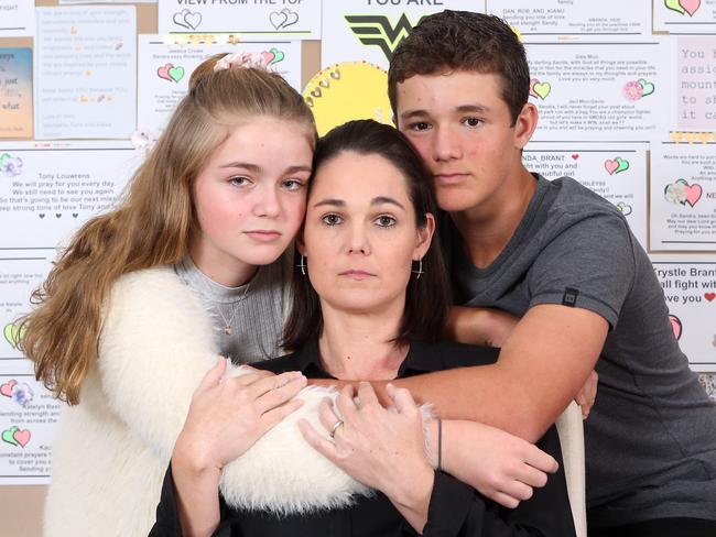 Sandra Brant with children Allegra and Connor last year