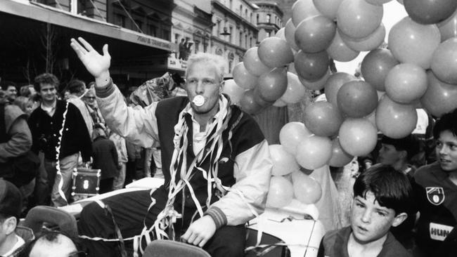 Karl Langdon of West Coast Eagles at the 1992 Grand Final parade. Football.