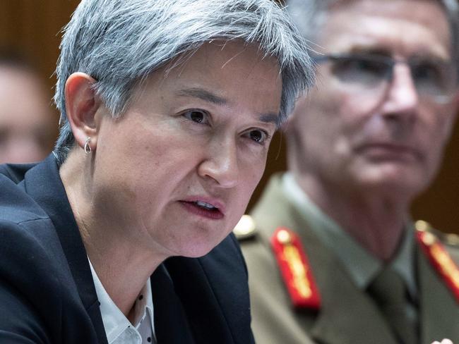 CANBERRA, AUSTRALIA - NewsWire Photos FEBRUARY 15, 2023: Foreign Affairs, Defence and Trade Legislation Committee in Parliament House in Canberra. Defence Portfolio, Greg Moriarty Secretary of the Department of Defence of Australia, Senator Penny Wong, Minister for Foreign Affairs and Chief of the Defence Force General Angus Campbell appeared before the committee.Picture: NCA NewsWire / Gary Ramage