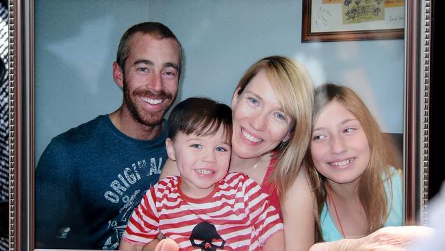 A family photo of Bradley and Rebecca Thomas, with children Hudson and Charlotte, who were killed in a crash on the Yorke Peninsula in June last year.