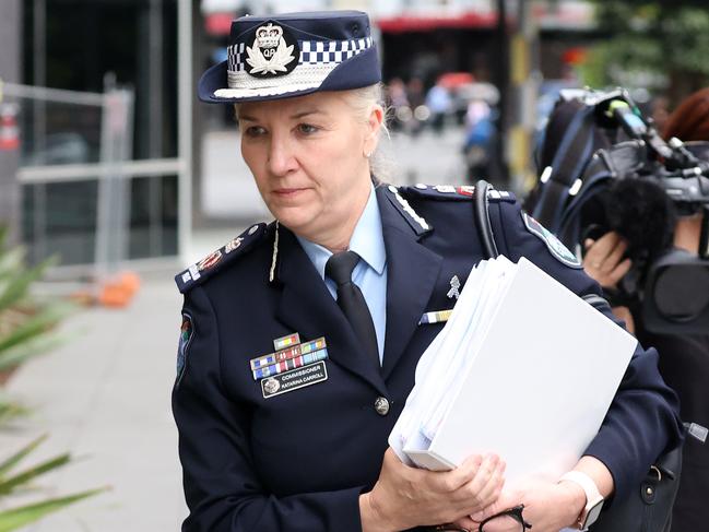 Police Commissioner Katarina Carroll leaving the independent Commission of Inquiry into Queensland Police Service responses to domestic and family violence in Brisbane. Picture: Liam Kidston