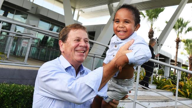 Moses Wigness Jr with Humpty Dumpty Foundation patron and TV presenter Ray Martin. Picture Katrina Bridgeford.