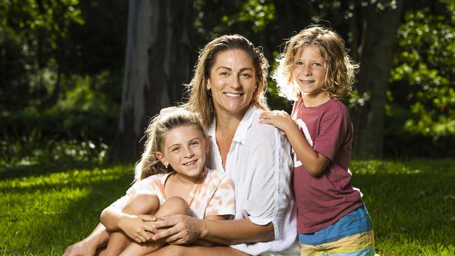 Belinda Todd with her children Marley, 7, and Jack, 5. Picture: Nigel Hallett