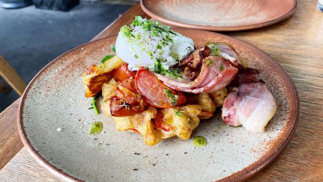 The Sunshine Waffle at Cafe Troppo, Adelaide. Picture: Dianne Mattsson