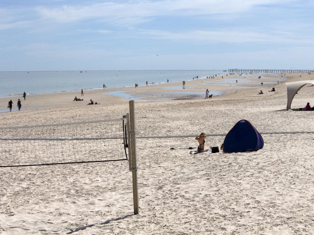 Henley Beach Square, jetty and beach. Picture: Emma Brasier