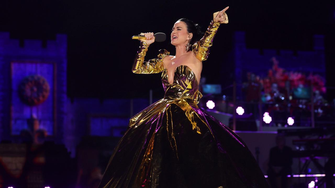 Katy Perry performs on stage during the Coronation Concert. Picture: Getty