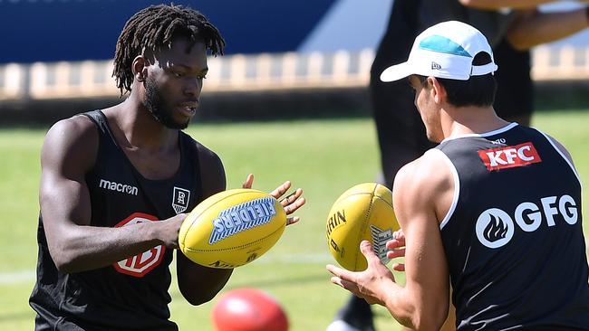 Martin Frederick of Port Adelaide during Port Adelaide training session at Alberton Oval Monday,April,12,2021.Picture Mark Brake