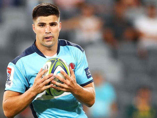 Waratahs winger Jack Maddocks fields a ball agains the Lions. Picture: Getty Images