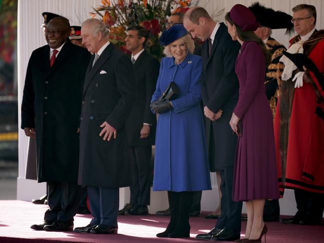 President Cyril Ramaphosa of South Africa, with the senior royals during the ceremonial welcome for his State Visit to the UK at Horse Guards Parade. Picture: Getty Images.