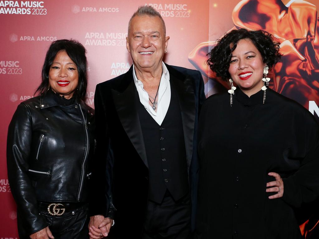 Jane Barnes, Jimmy Barnes and Mahalia Barnes at the 2023 APRA Music Awards. Picture: Lisa Maree Williams/Getty Images