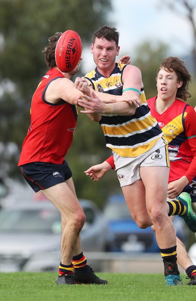 SFL. Sorell V Dodges Ferry. Jordan Dunn Dodges Ferry and Corey Murfet Sorell. Picture: Nikki Davis-Jones