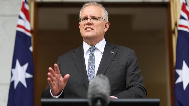 Prime Minister Scott Morrison announced retailers could face jail time for selling rapid antigen tests more than 120 per cent above the initial purchase price on Wednesday. Picture: NCA NewsWire / Gary Ramage