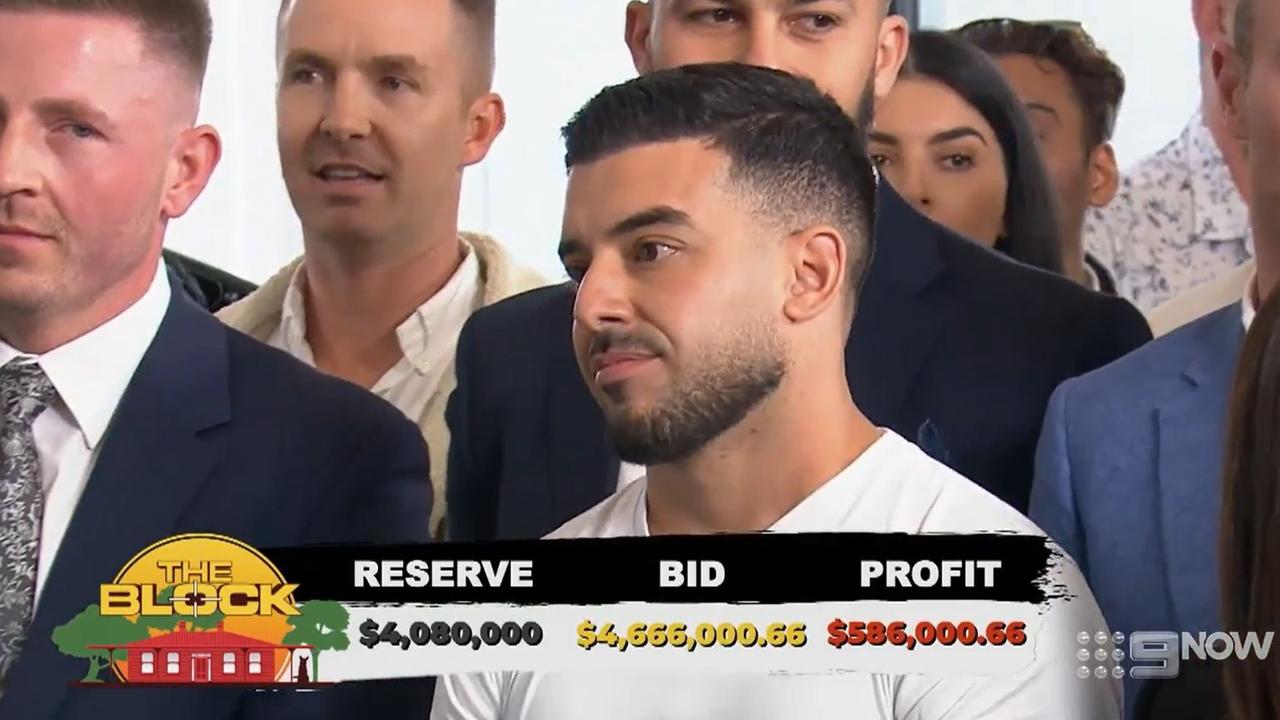 Controversial Block bidder Adrian Portelli has hit back at social media uproar after Omar and Oz took home a combined $1.5m from the auction on Sunday night. Picture: Channel 9