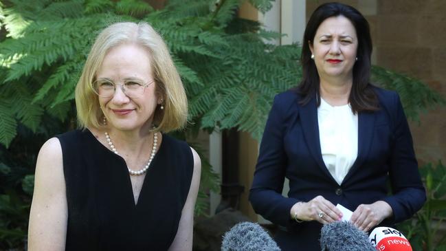 Queensland’s chief health officer Dr Jeannette Young and Premier Annastacia Palaszczuk are yet to have their first vaccine, despite being within the age group. Picture: Peter Wallis